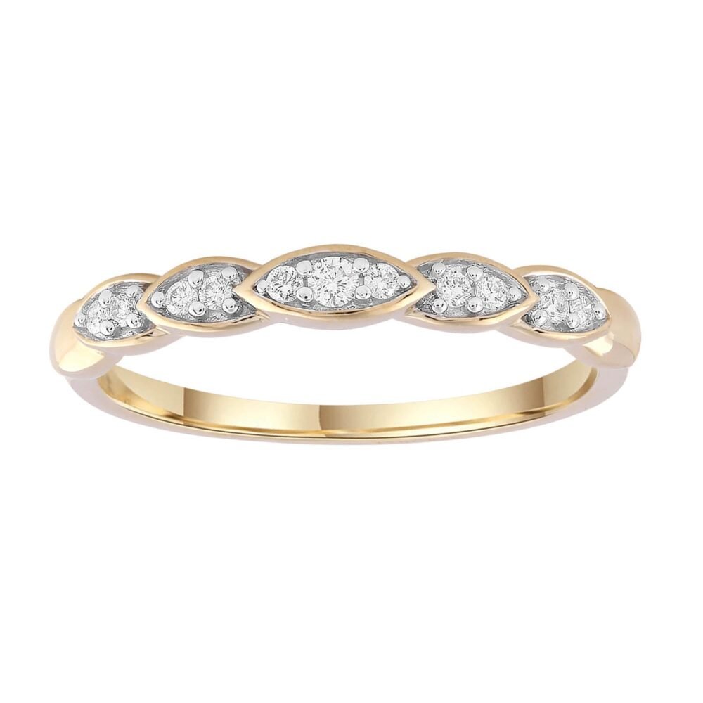 Diamond Band Ring with 0.10ct Diamonds in 9K Yellow Gold