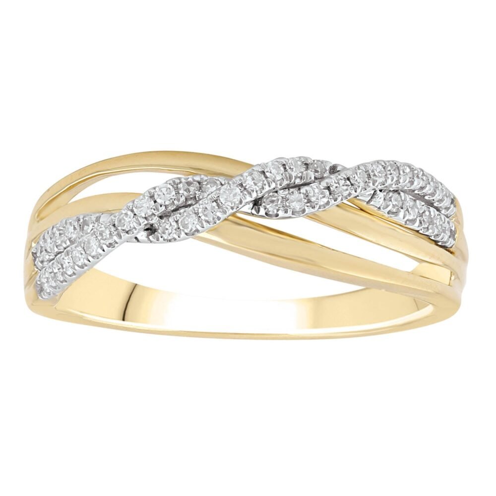 Twist Ring with 0.15ct Diamonds in 9K Yellow Gold