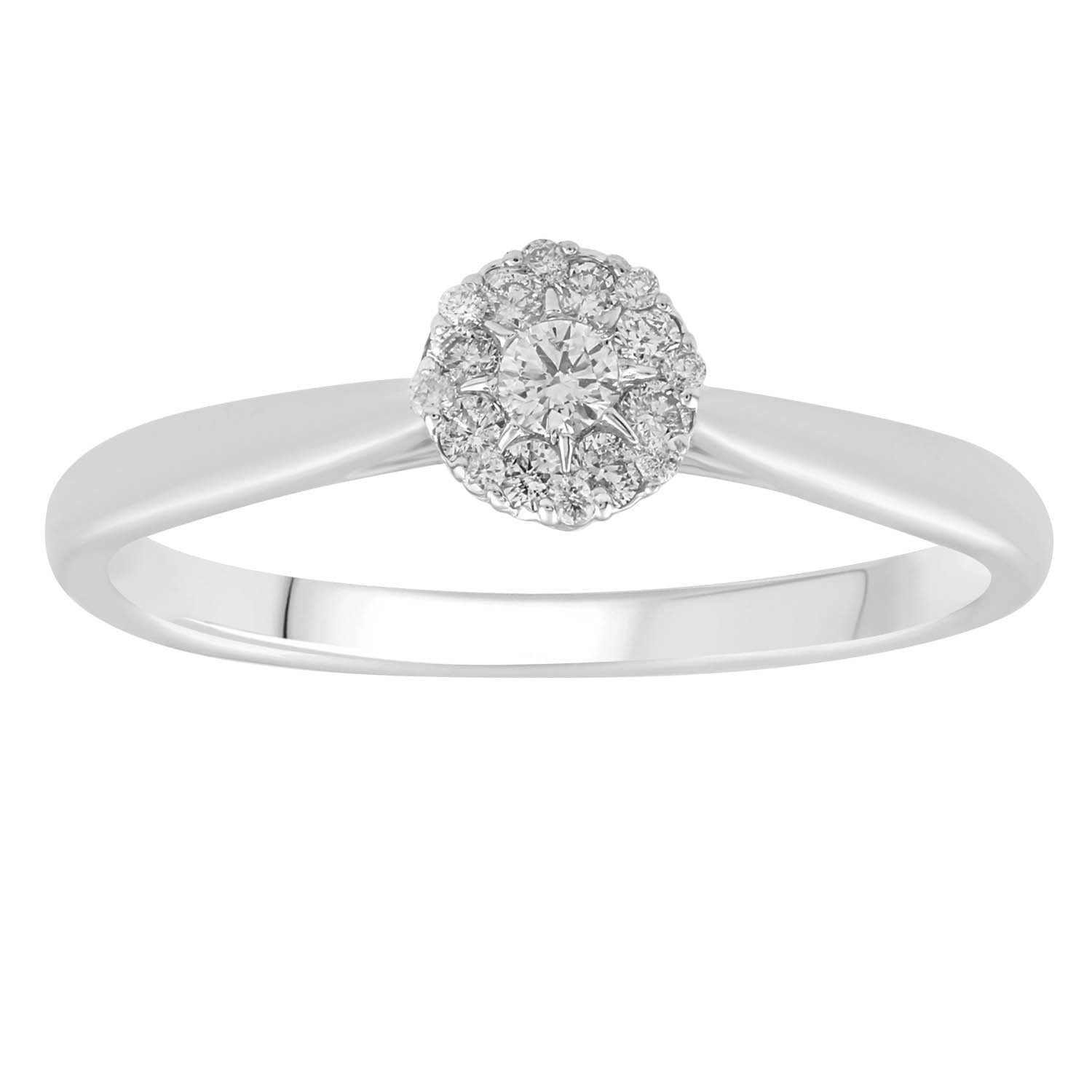 Cluster Ring with 0.15ct Diamonds in 9K White Gold