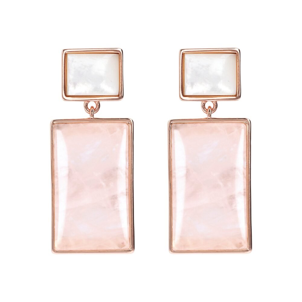 Bronzallure Mother of Pearl and Natural Stone Rectangular Earrings - Image 4