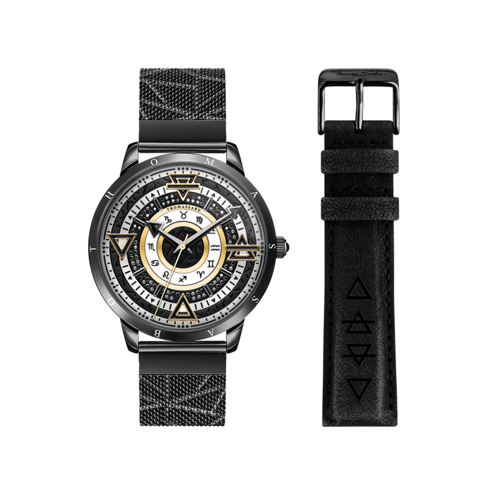 THOMAS SABO Elements of Nature Watch with black stones two-tone