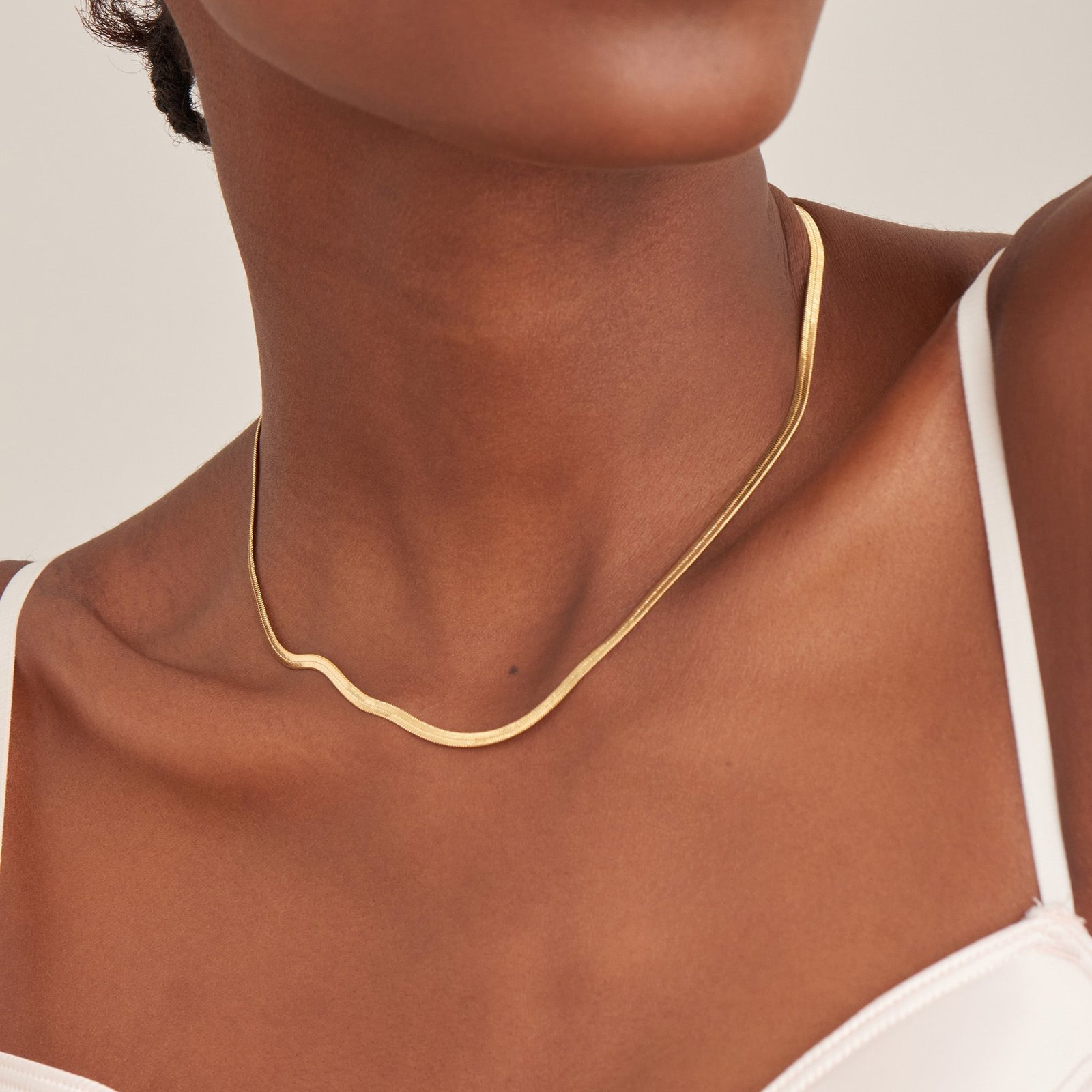 Ania Haie Gold Flat Snake Chain Necklace - Image 2