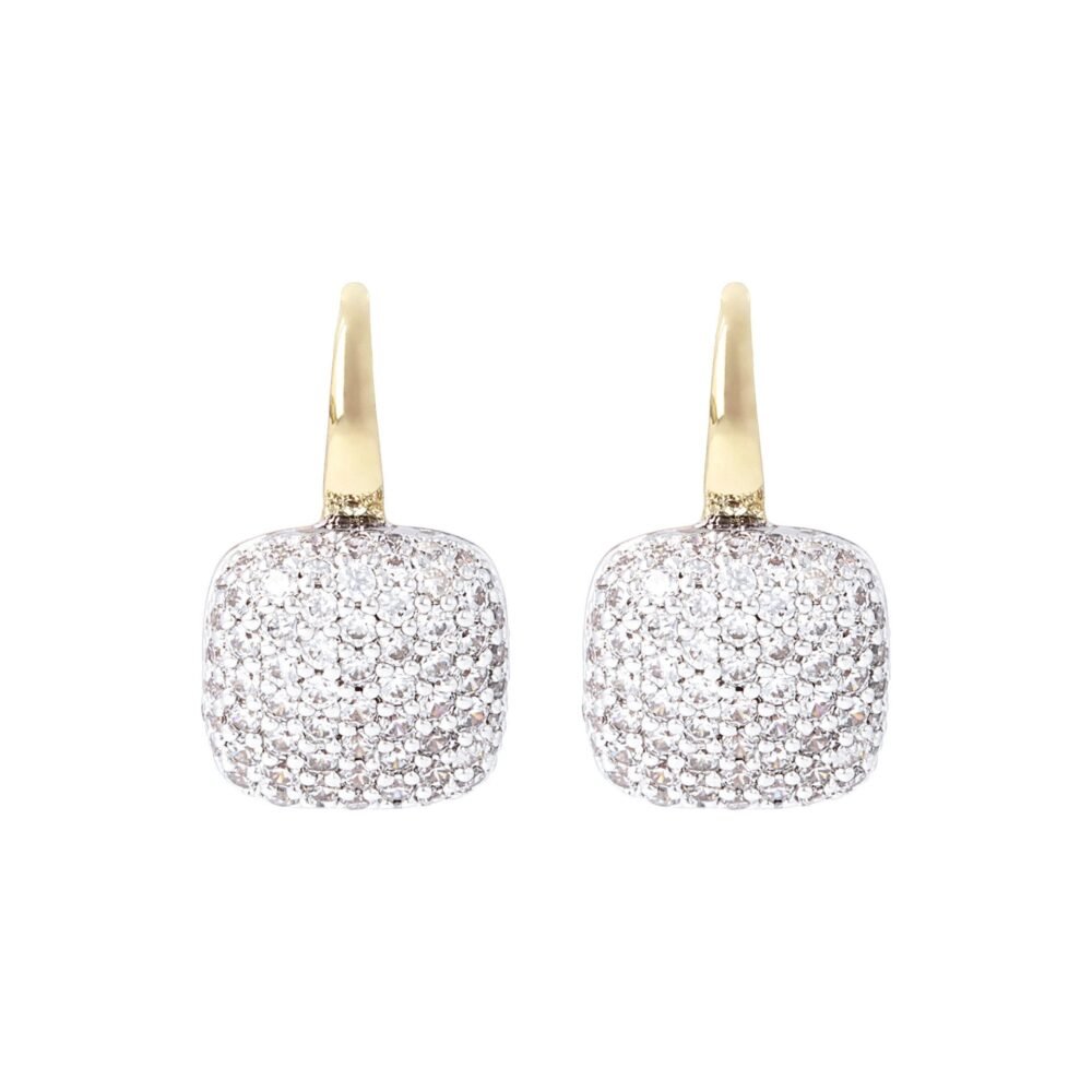 Bronzallure Square Pave Golden Earrings - Image 2