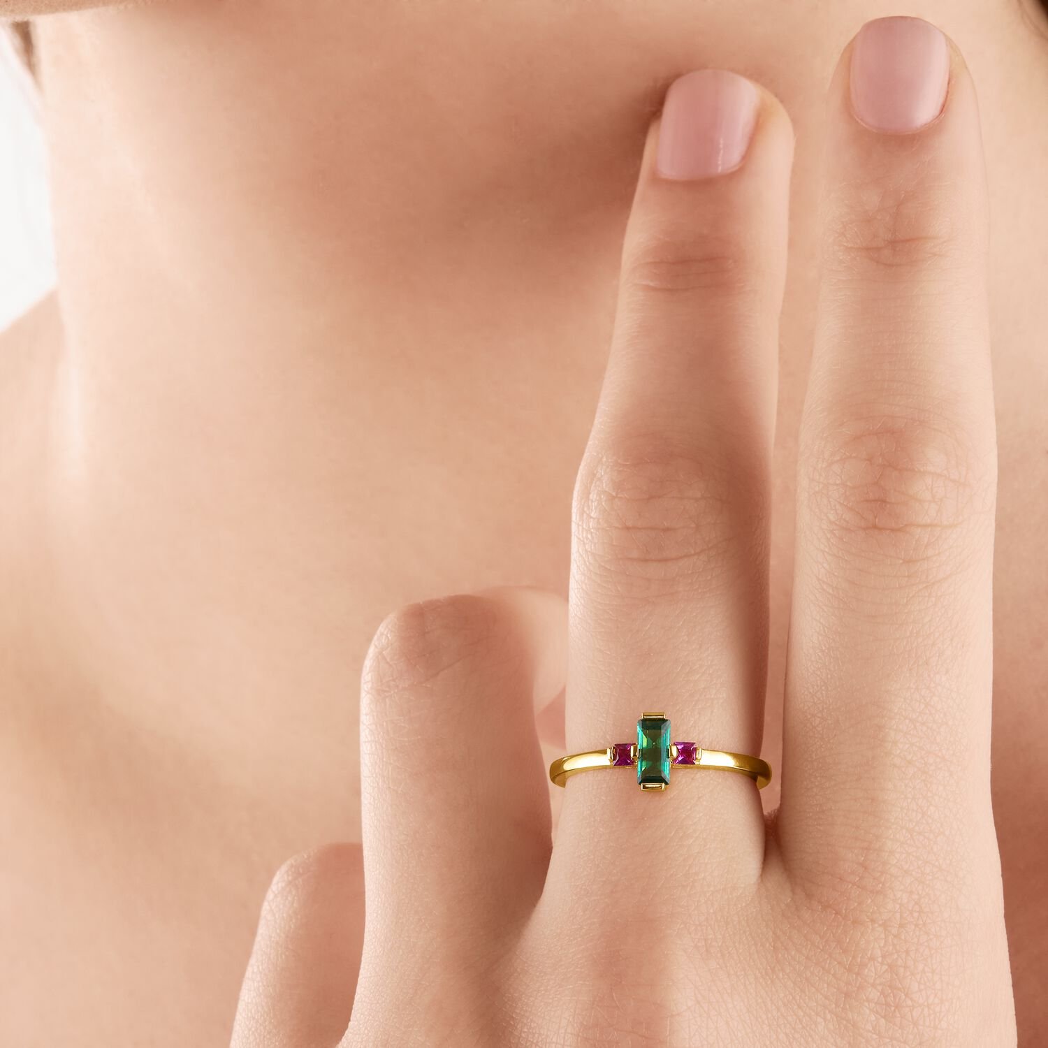 Thomas Sabo Ring Green Stone Gold - Image 2