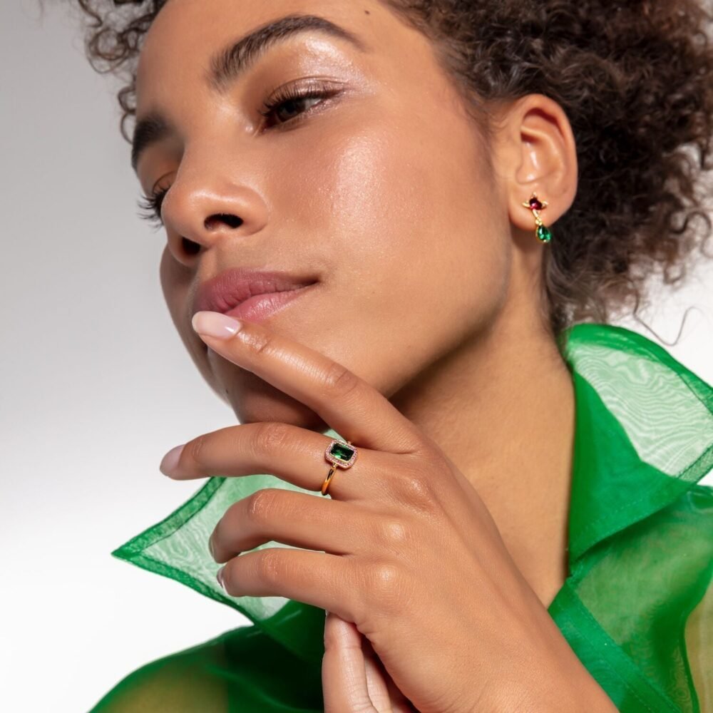 Thomas Sabo Ring Red & Green Stones, Gold - Image 4