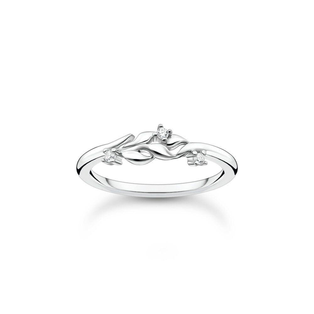 Thomas Sabo Ring leaves white stones silver