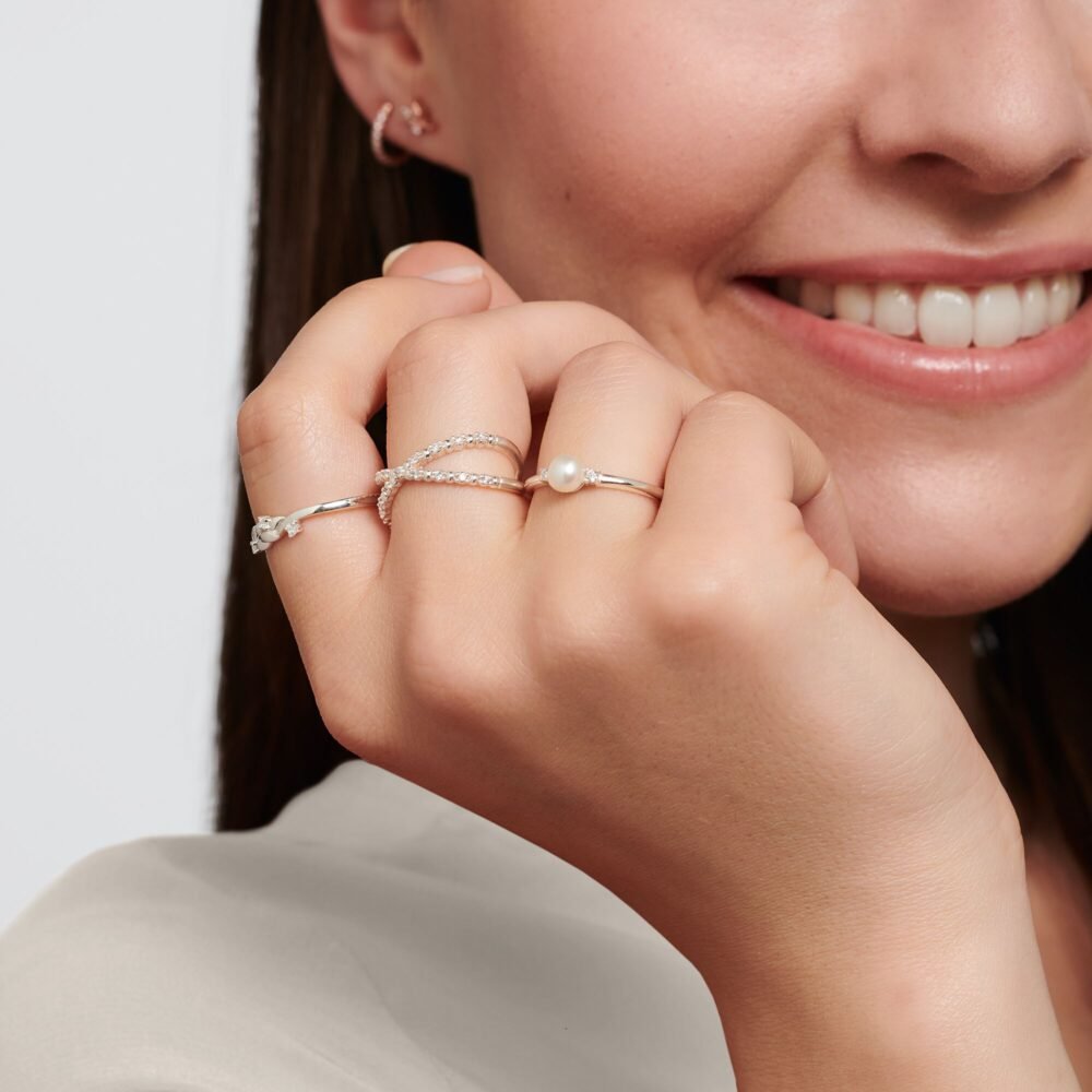 Thomas Sabo Ring leaves white stones silver - Image 2