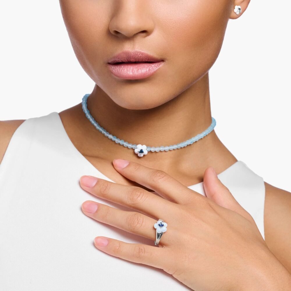 THOMAS SABO Flower Blue Stone Ring - Image 2