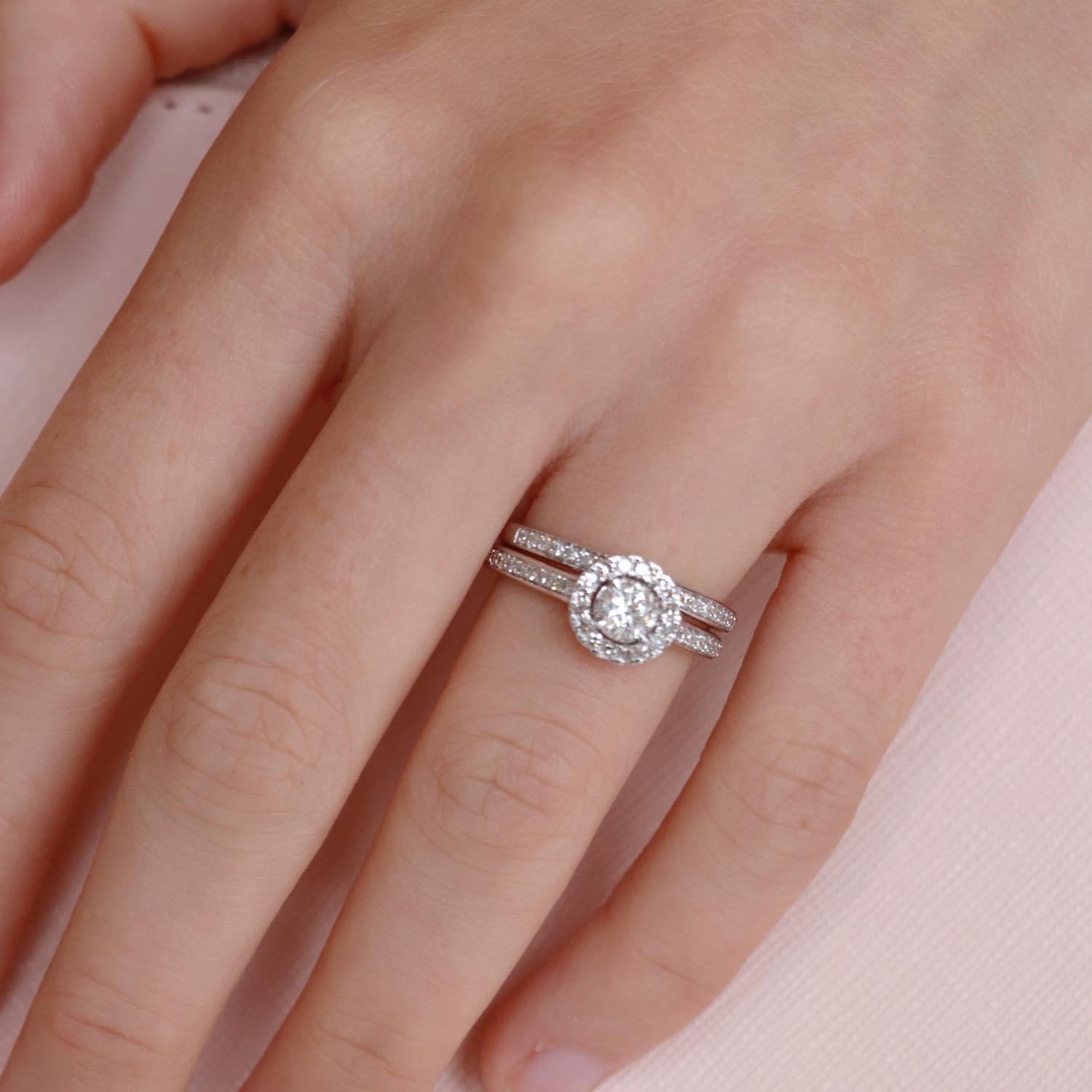 Engagement & Wedding Ring Set with 0.75ct Diamonds in 9K White Gold - Image 2