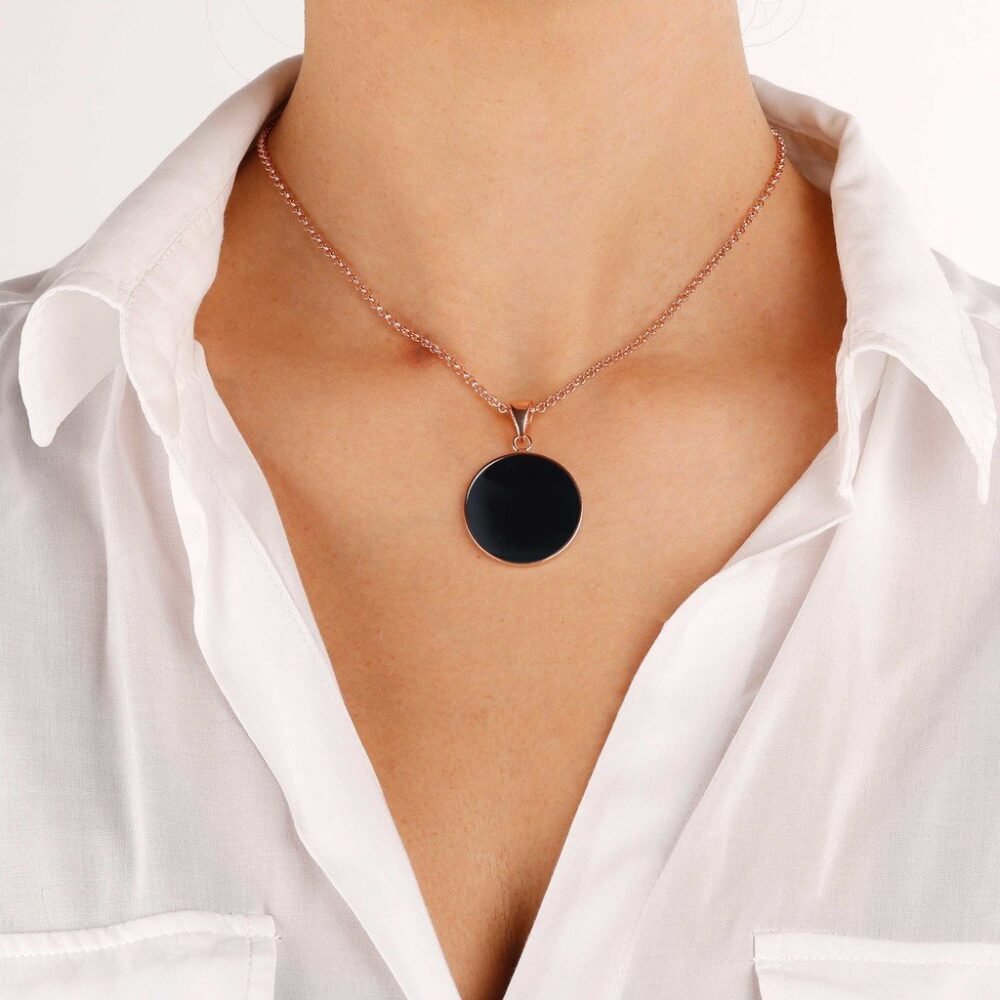 Bronzallure Black Onyx  Disc Necklace - Image 5
